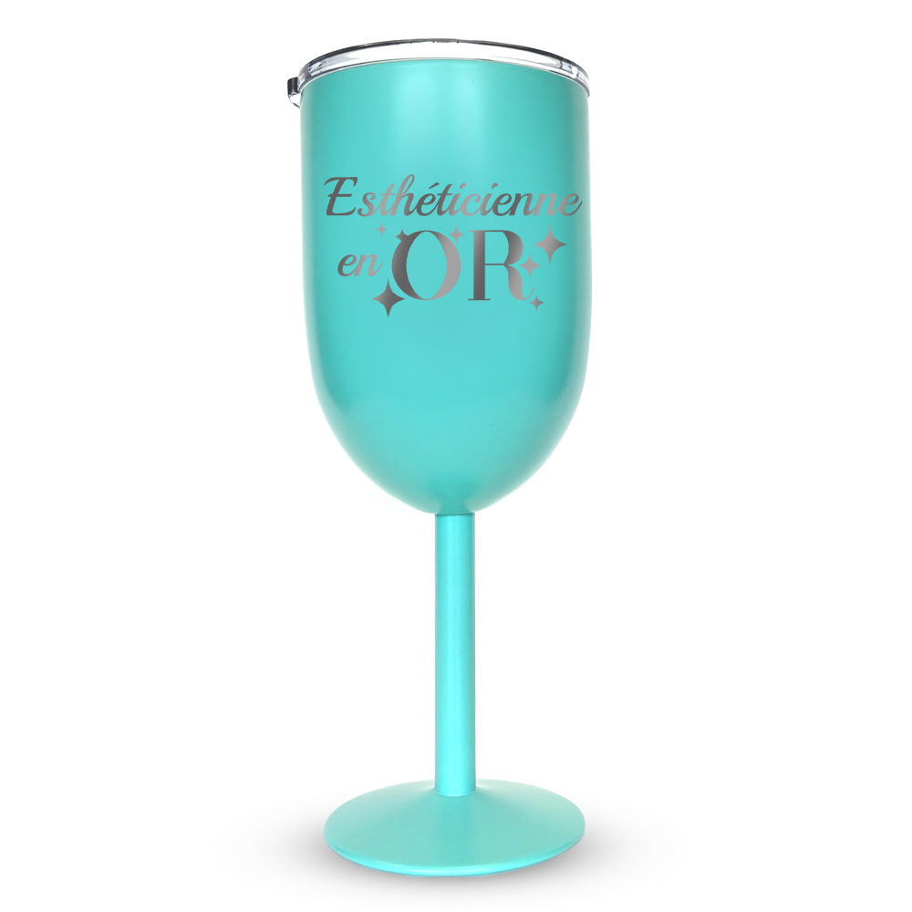 Verre gravé - Esthéticienne en or