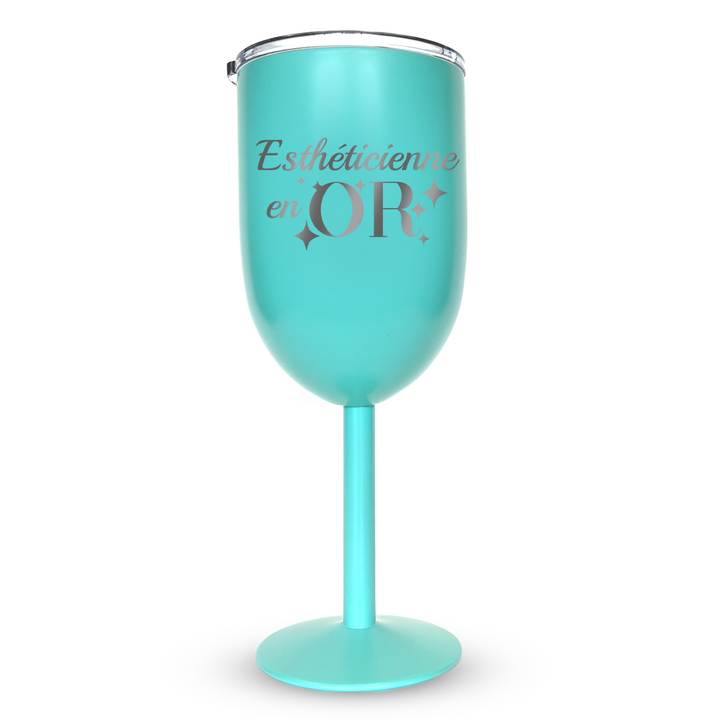 Verre gravé - Esthéticienne en or