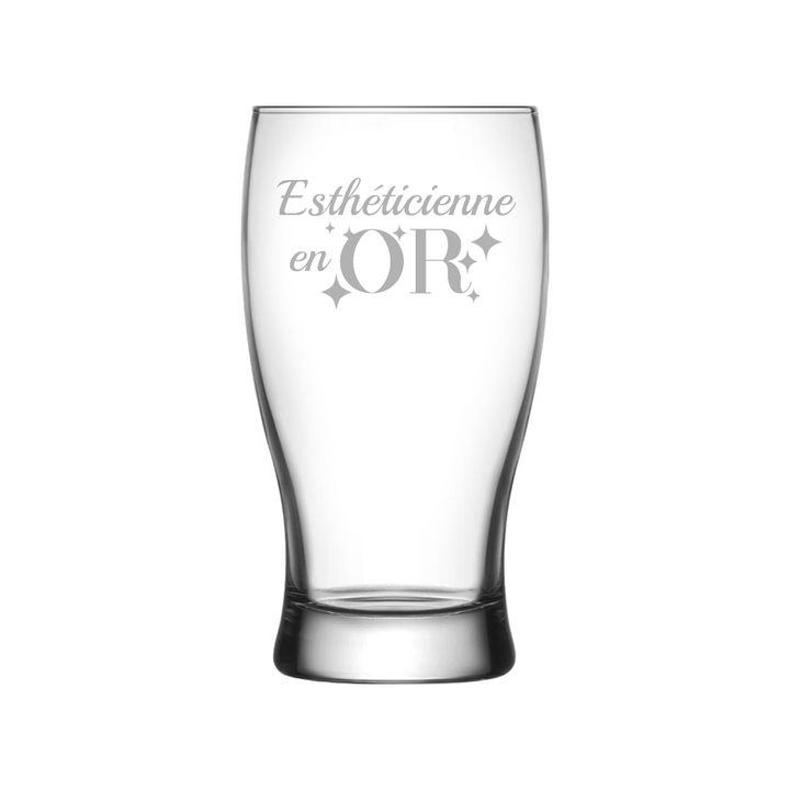 Verre gravé - Esthéticienne en or