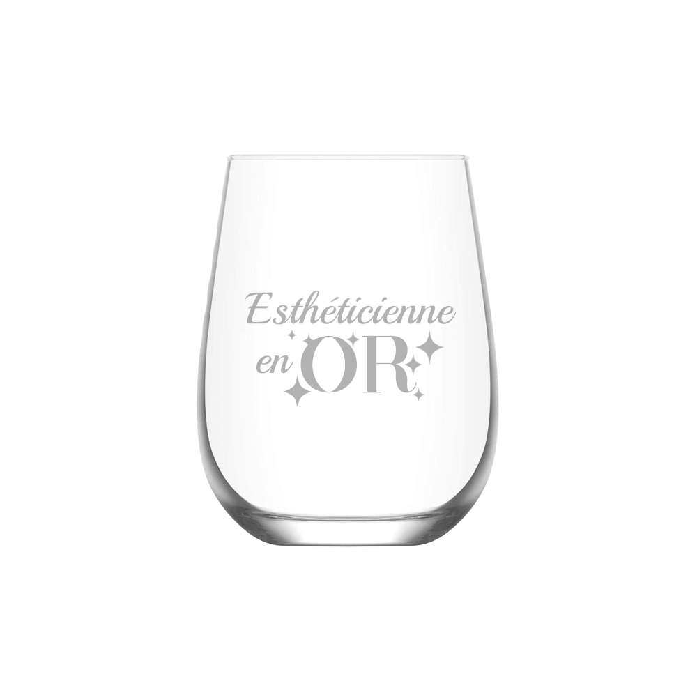 Verre gravé - Esthéticienne en or