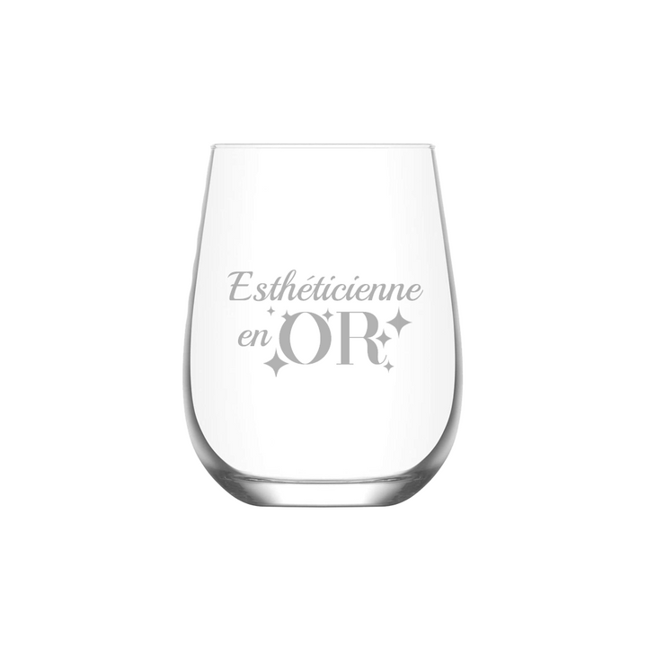 Verre gravé - Esthéticienne en or