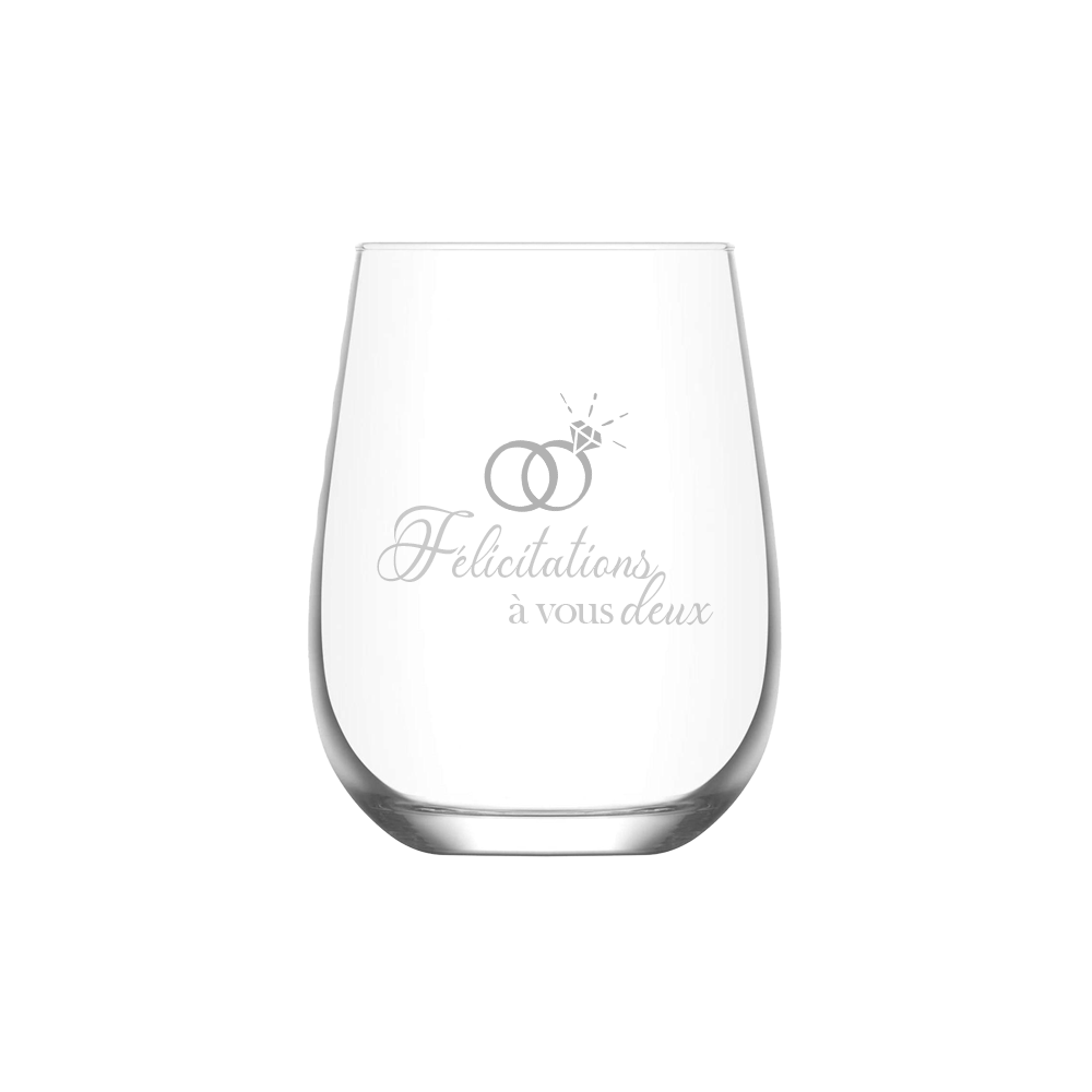 Verre gravé - Félicitations à vous deux