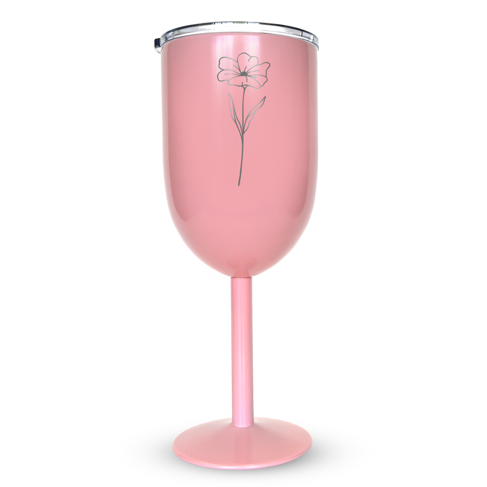 Verre gravé - Fleur délicate