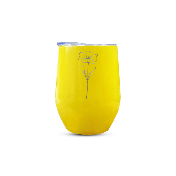Verre gravé - Fleur délicate