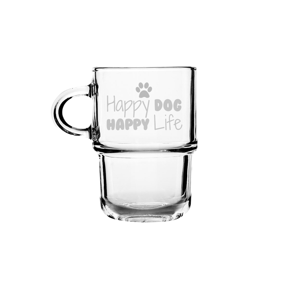 Verre gravé  - Happy dog, Happy life