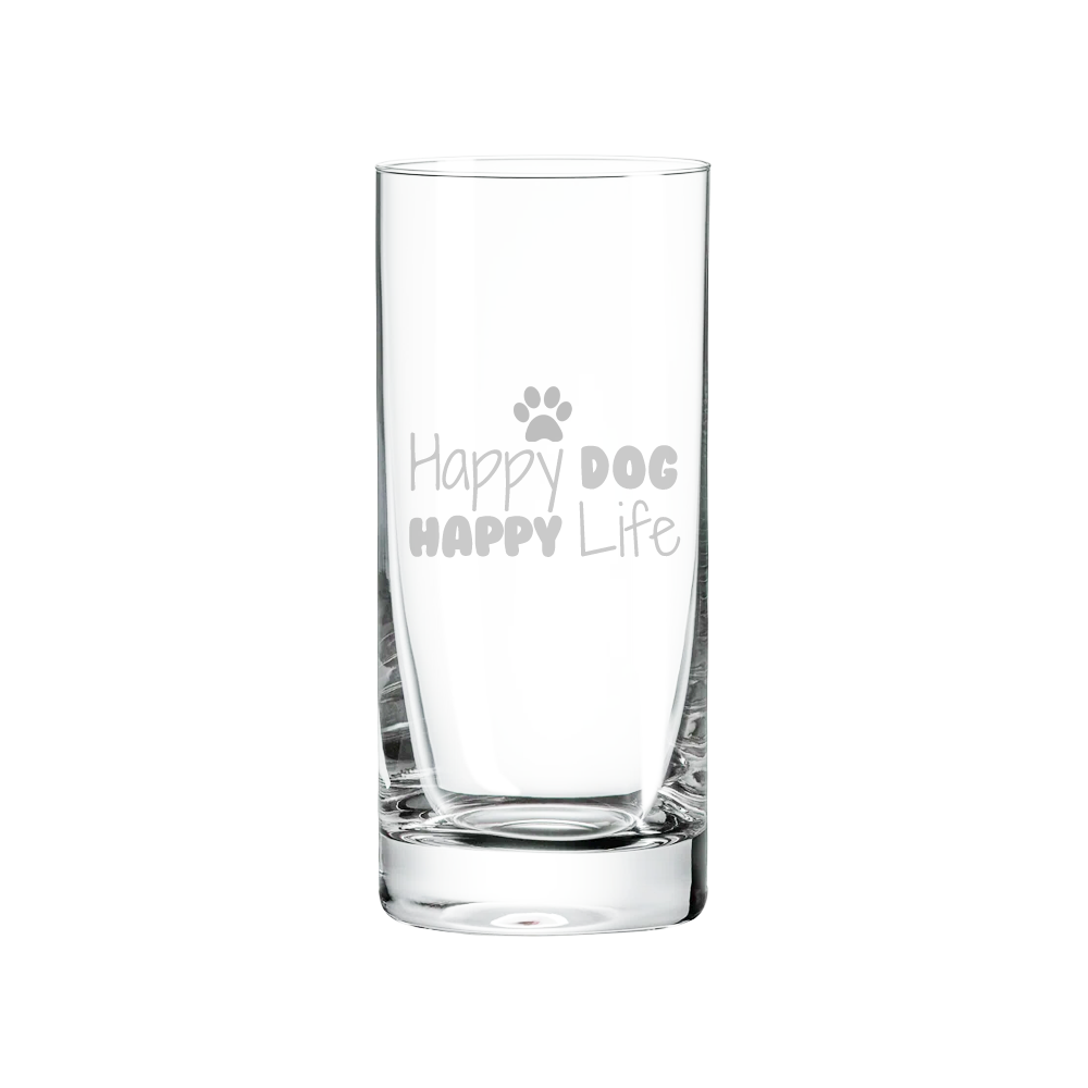 Verre gravé  - Happy dog, Happy life