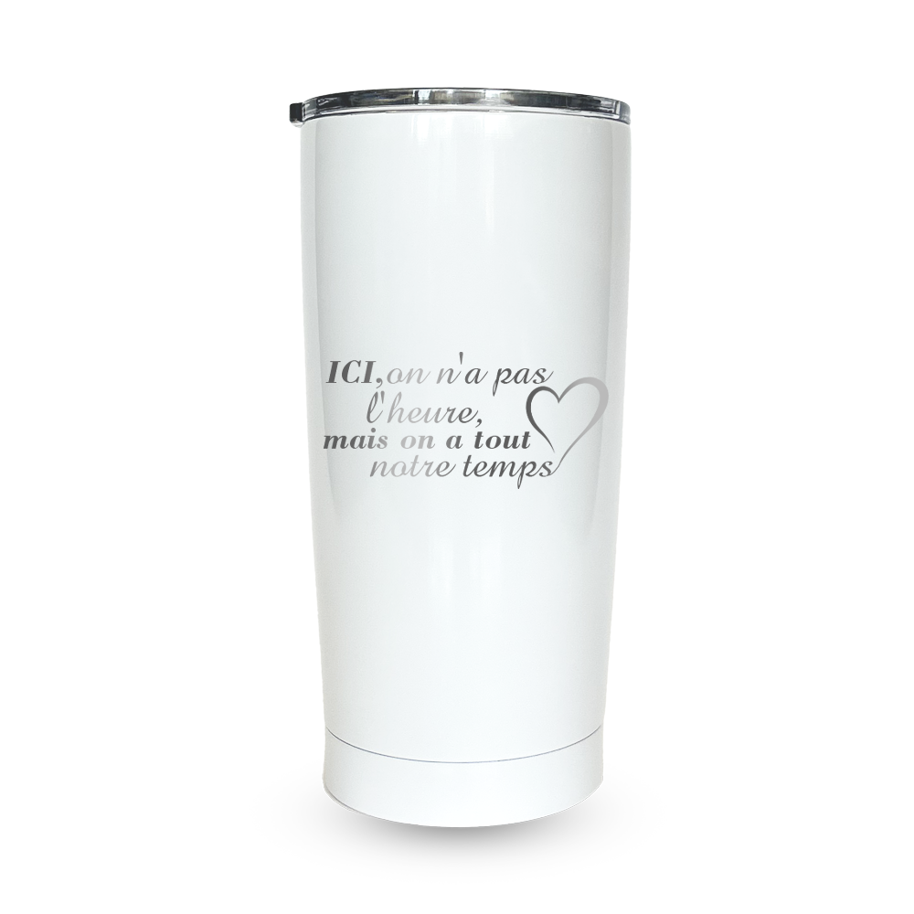Verre gravé - Ici on n'a pas l'heure, mais on a tout notre temps