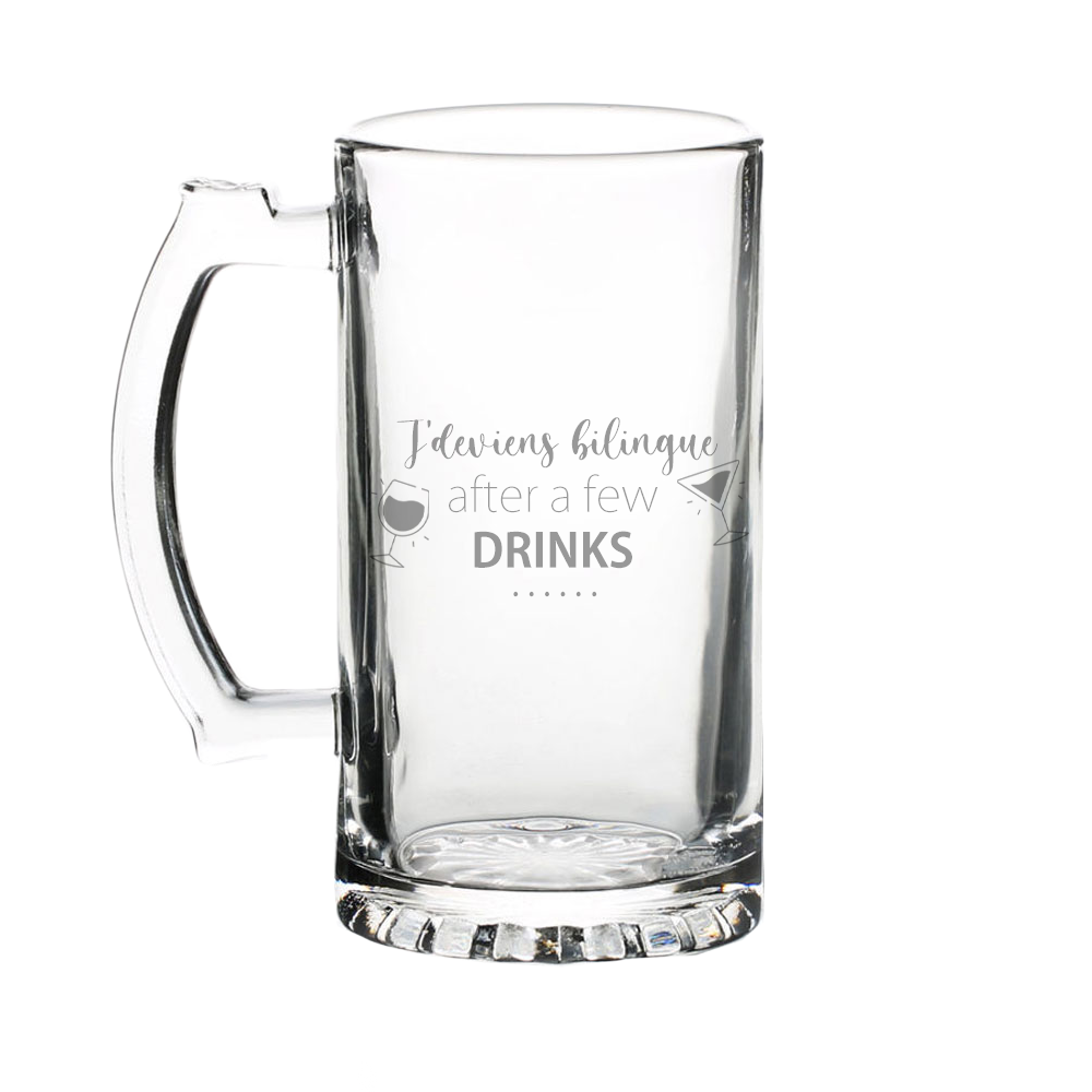 Verre gravé - J'deviens bilingue after a few drinks