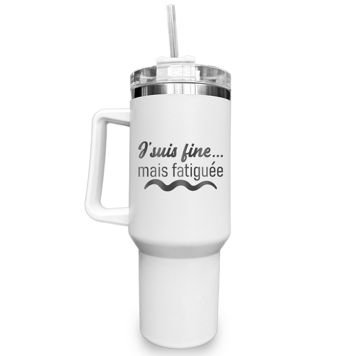 Verre gravé - J'suis fine, mais fatiguée