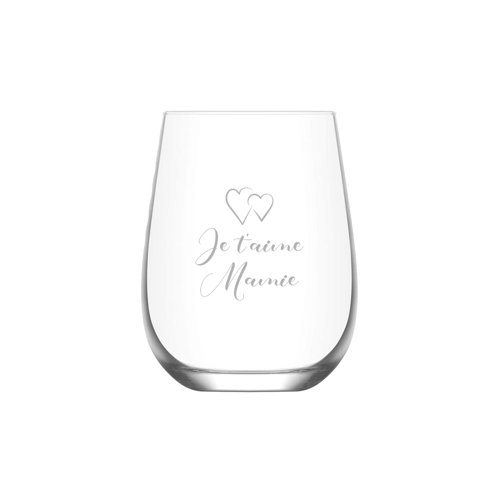 Verre gravé - Je t'aime Mamie