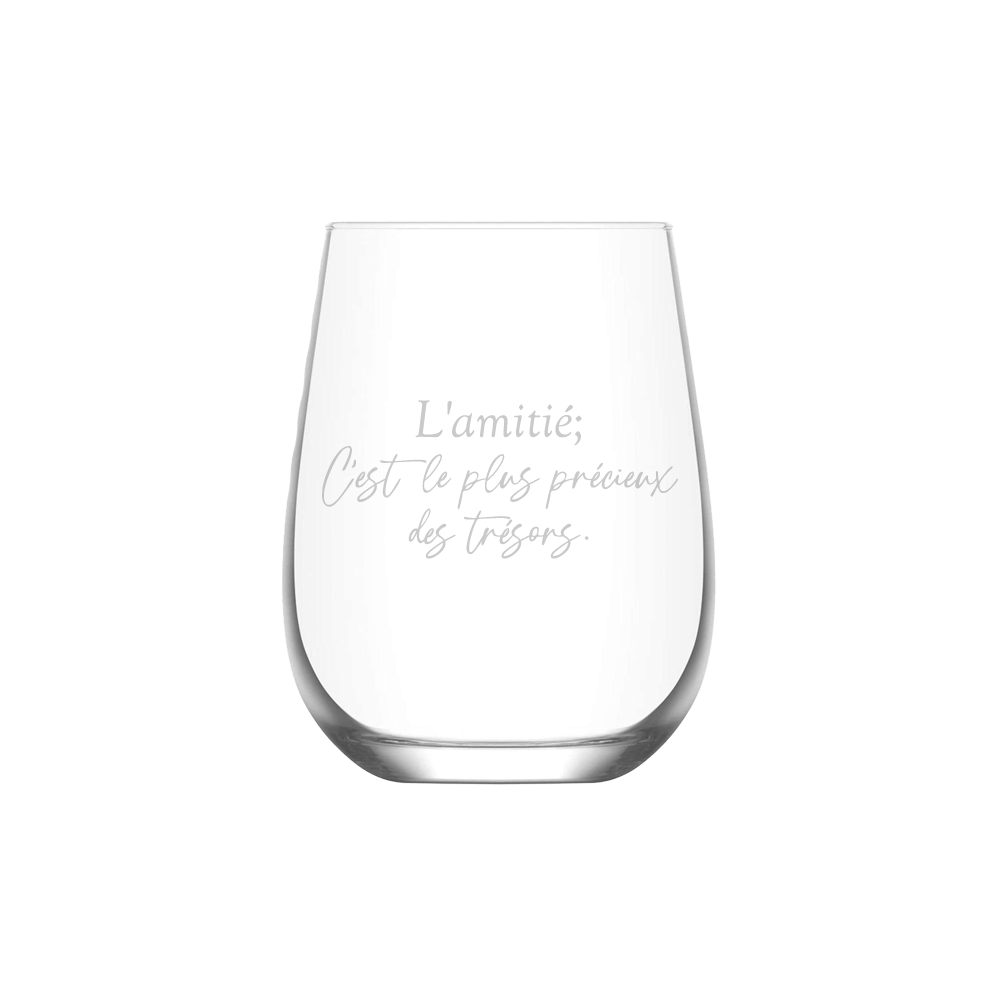 Verre gravé - L'amitié c'est le plus précieux des trésors