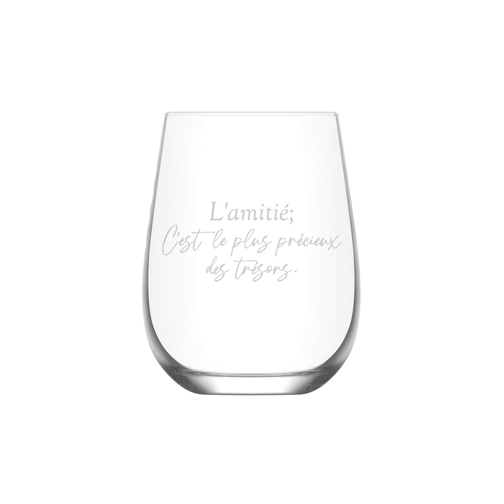 Verre gravé - L'amitié c'est le plus précieux des trésors