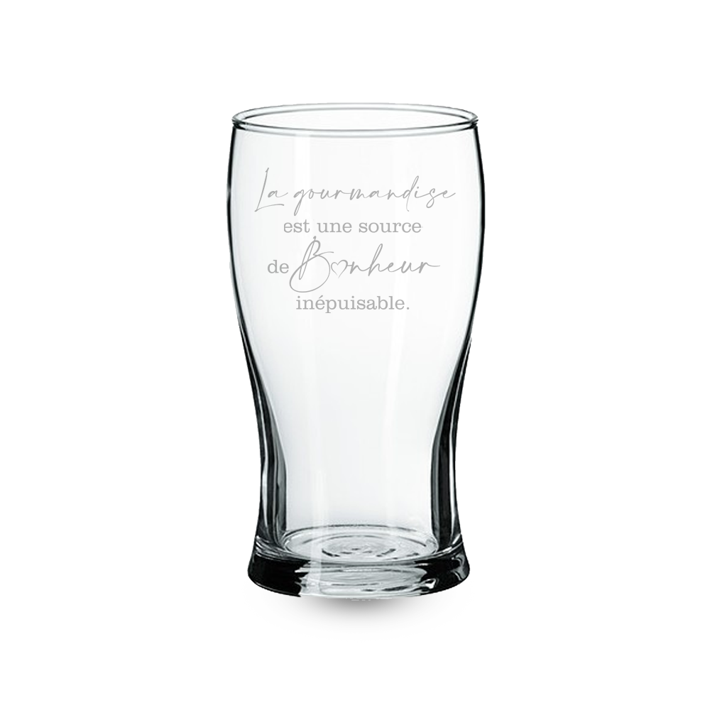 Verre gravé - La gourmandise, source de Bonheur inépuisable