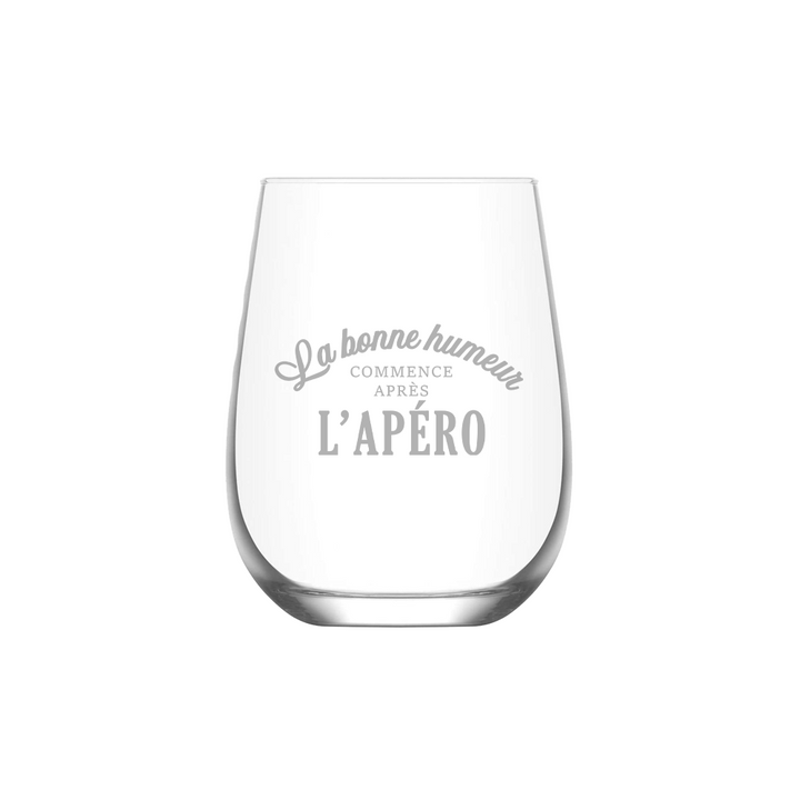 Verre gravé - La bonne humeur commence après l'Apéro