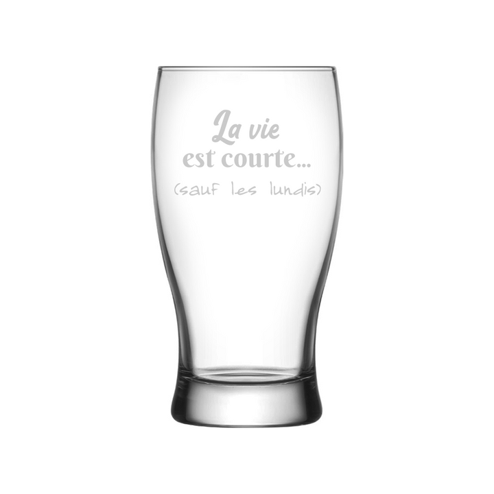 Verre gravé - La vie est courte (sauf les lundis)