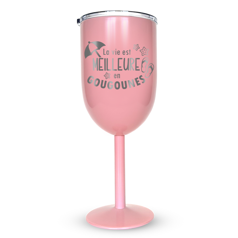 Verre gravé - La vie est meilleure en gougounes