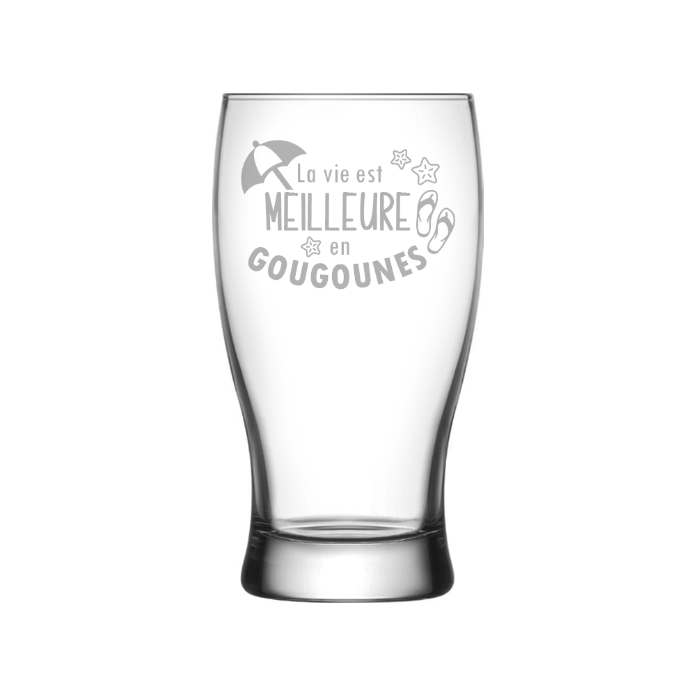 Verre gravé - La vie est meilleure en gougounes