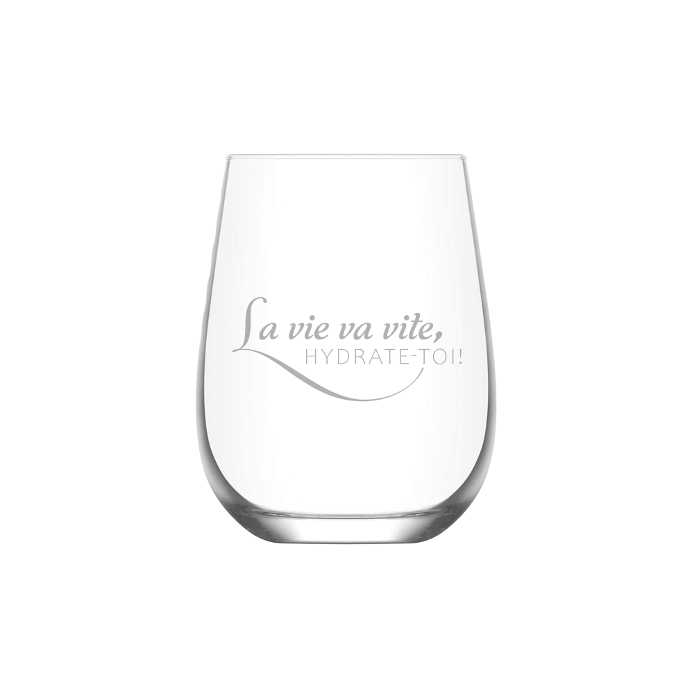 Verre Gravé - La vie va vite, hydrate-toi!