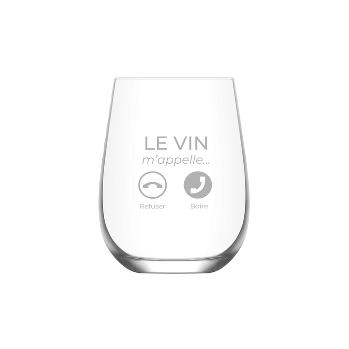 Verre à vin gravé - Le vin m'appelle
