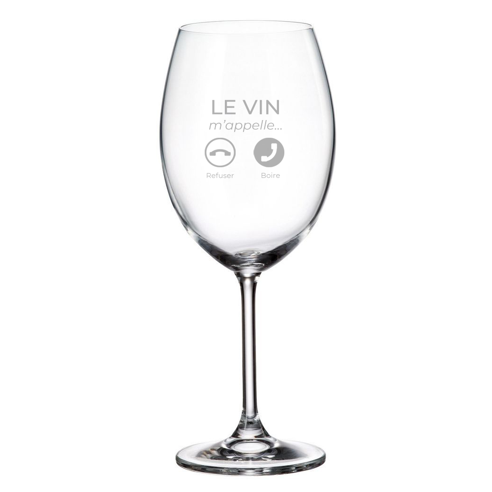 Verre à vin gravé - Le vin m'appelle