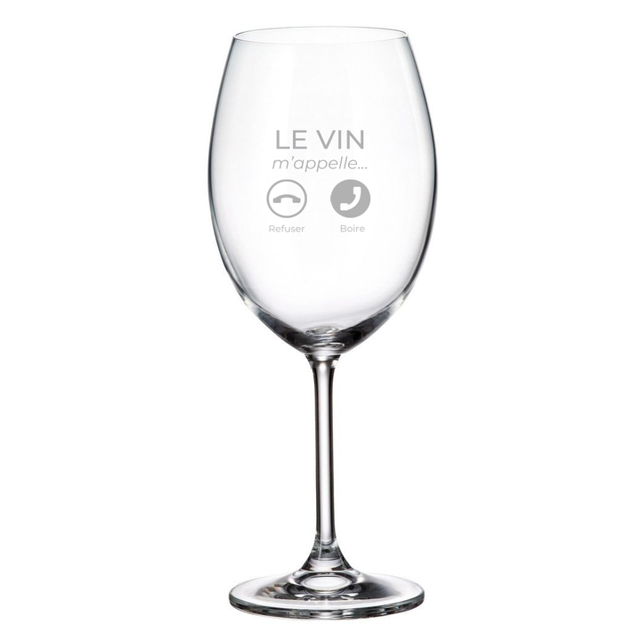 Verre à vin gravé - Le vin m'appelle