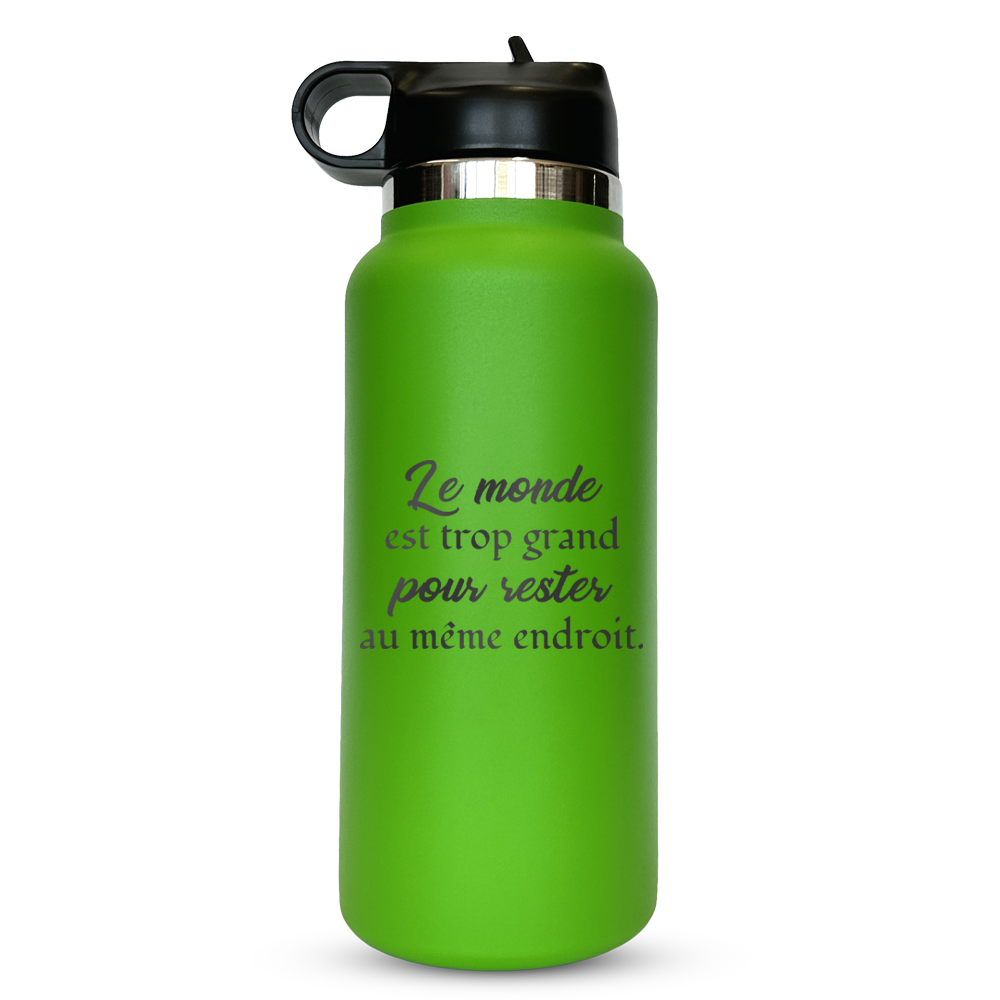 Verre gravé - Le monde est trop grand pour rester au même endroit