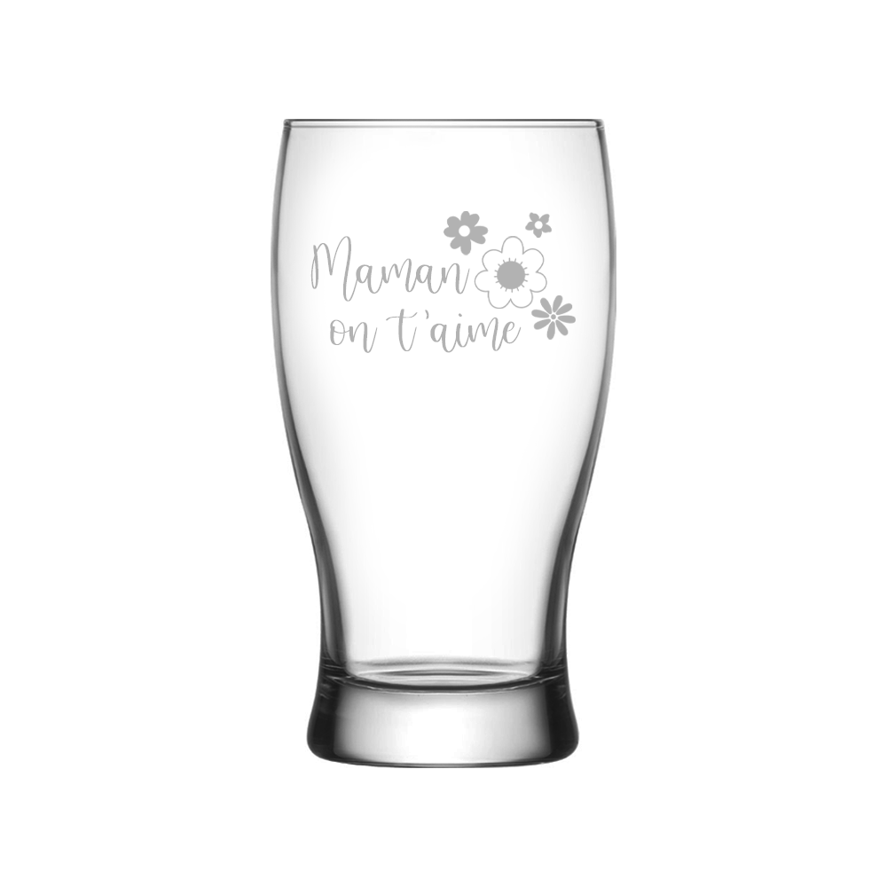 Verre gravé - Maman on t'aime