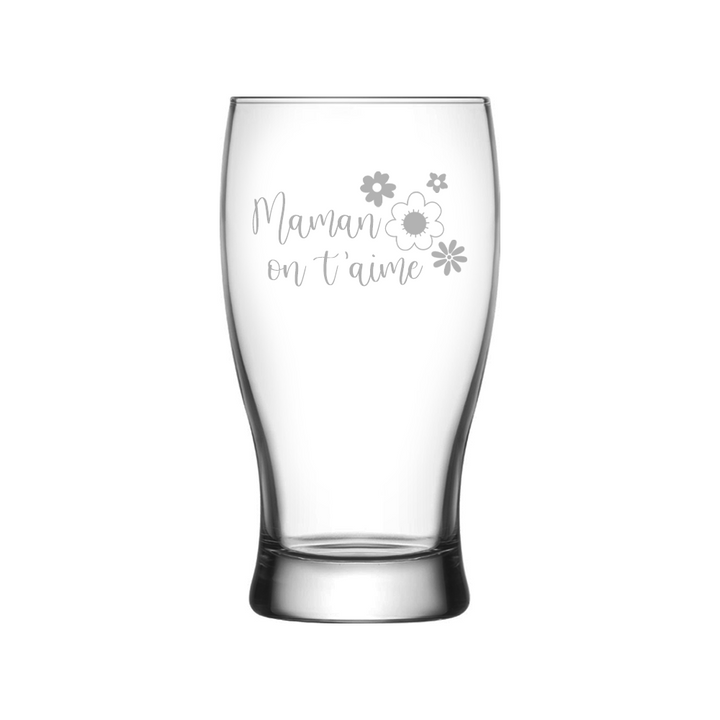 Verre gravé - Maman on t'aime
