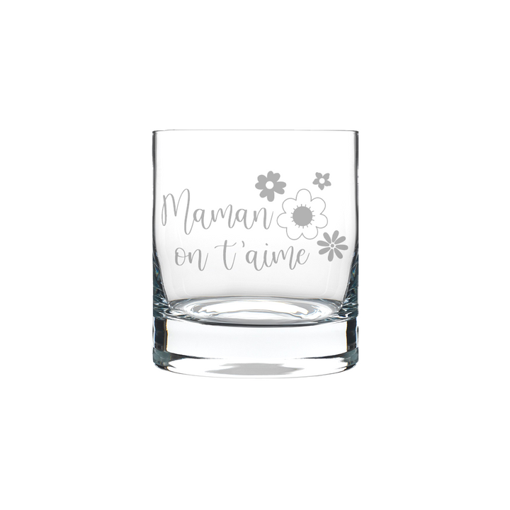 Verre gravé - Maman on t'aime