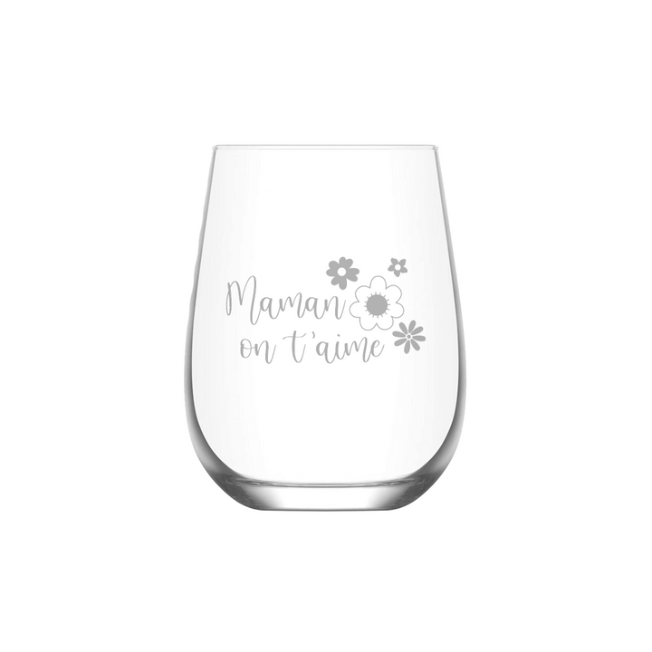 Verre gravé - Maman on t'aime