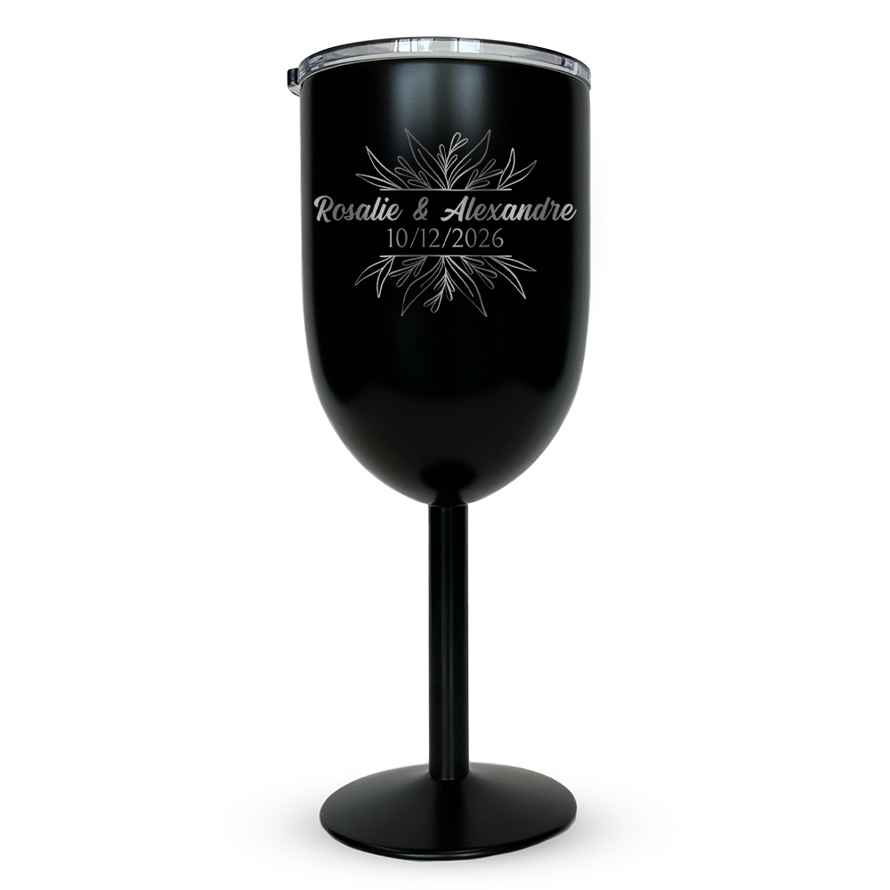 Verre gravé - Mariage (Feuillage)