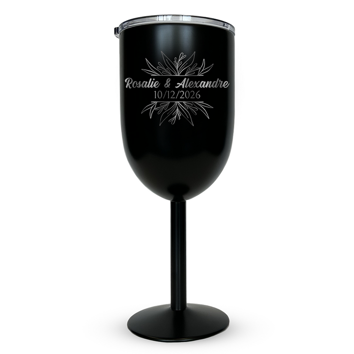 Verre gravé - Mariage (Feuillage)