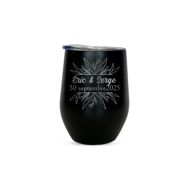Verre gravé - Mariage (Feuillage)