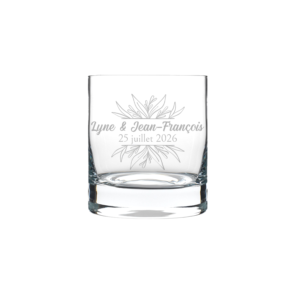 Verre gravé - Mariage (Feuillage)