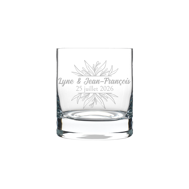 Verre gravé - Mariage (Feuillage)
