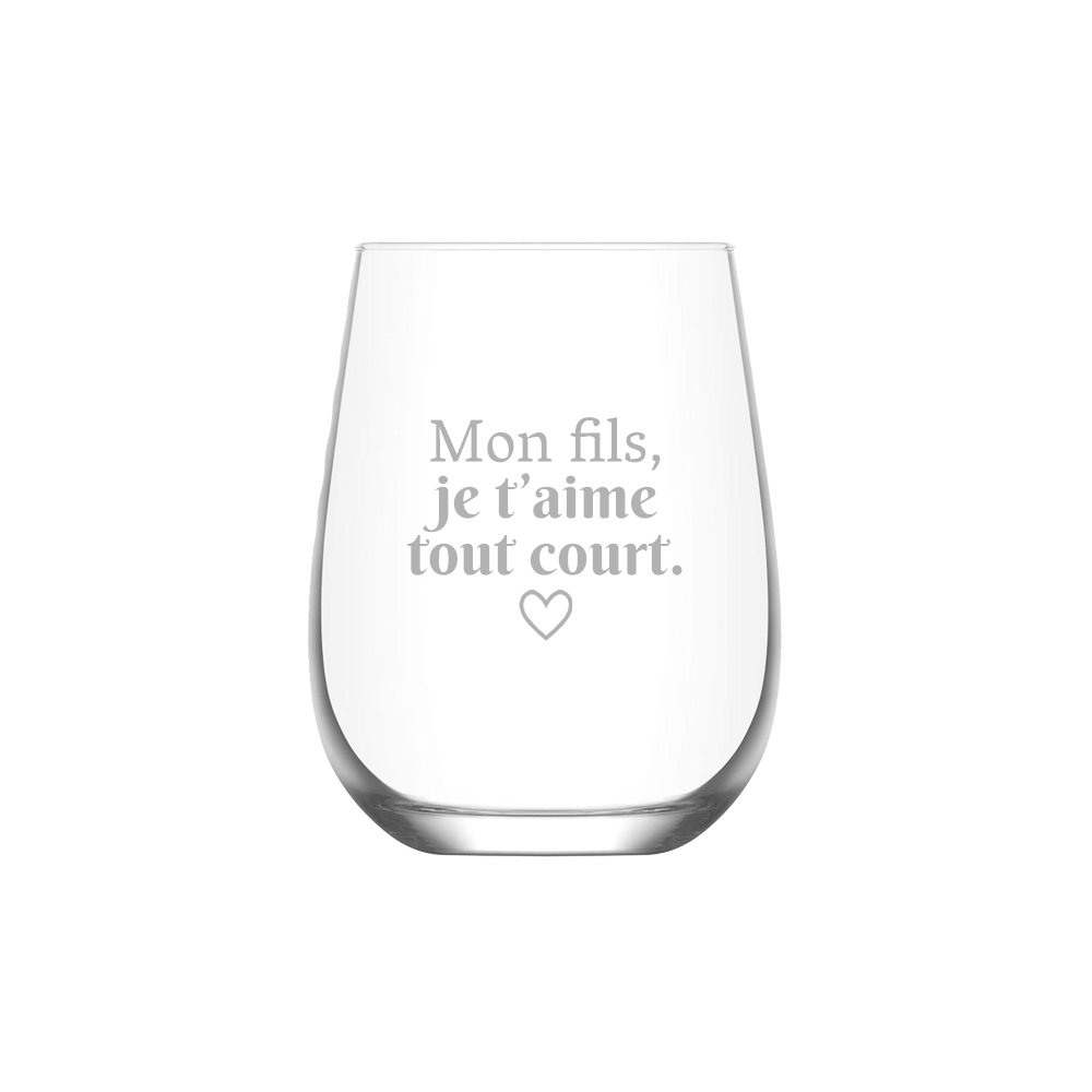 Verre gravé - Mon fils, je t'aime