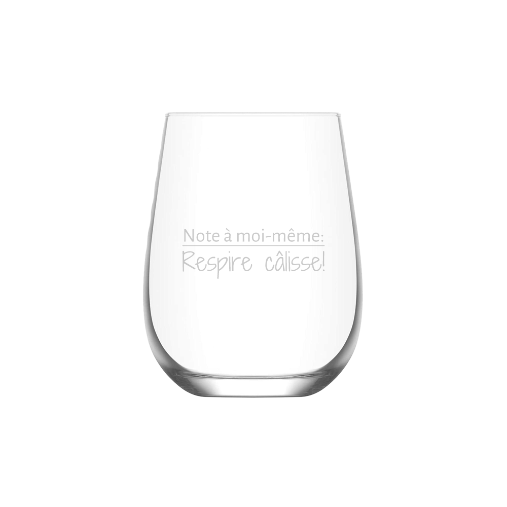 Verre gravé - Note à moi même respire