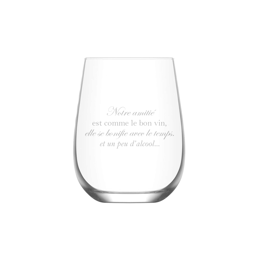 Verre gravé - Notre amitié est comme le bon vin
