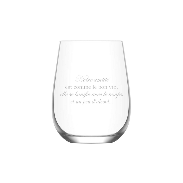Verre gravé - Notre amitié est comme le bon vin