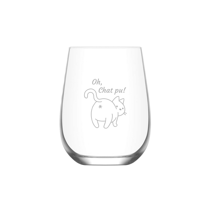 Verre gravé - Oh, Chat pu