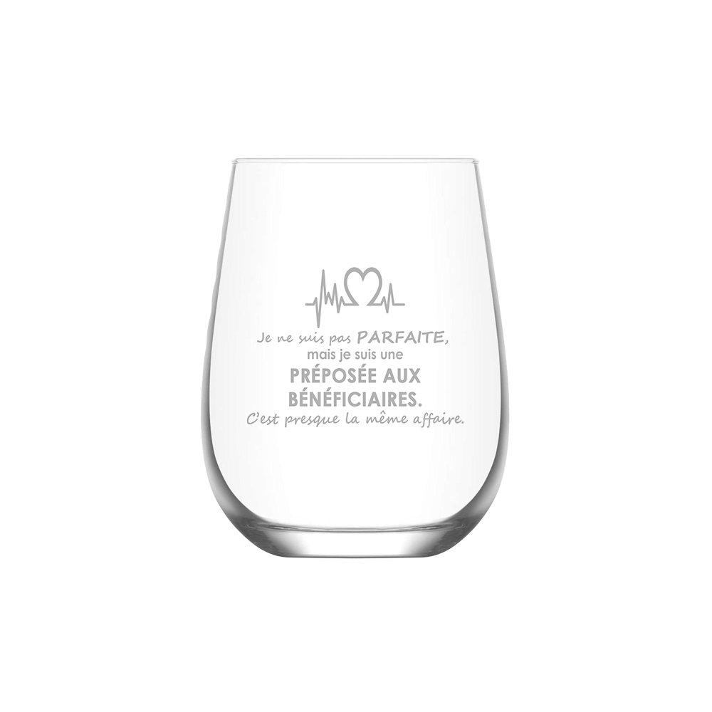 Verre gravé - Préposée aux bénéficaires