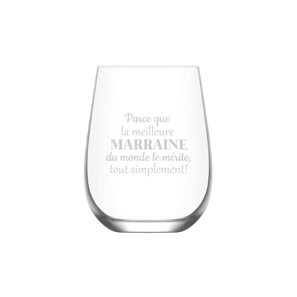 Verre gravé - Parce que la meilleure Marraine