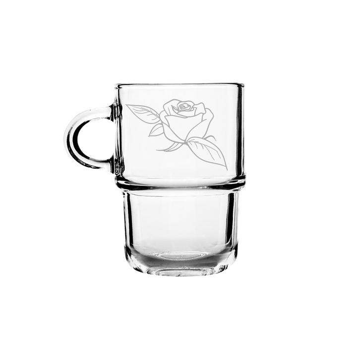 Verre gravé - Rose