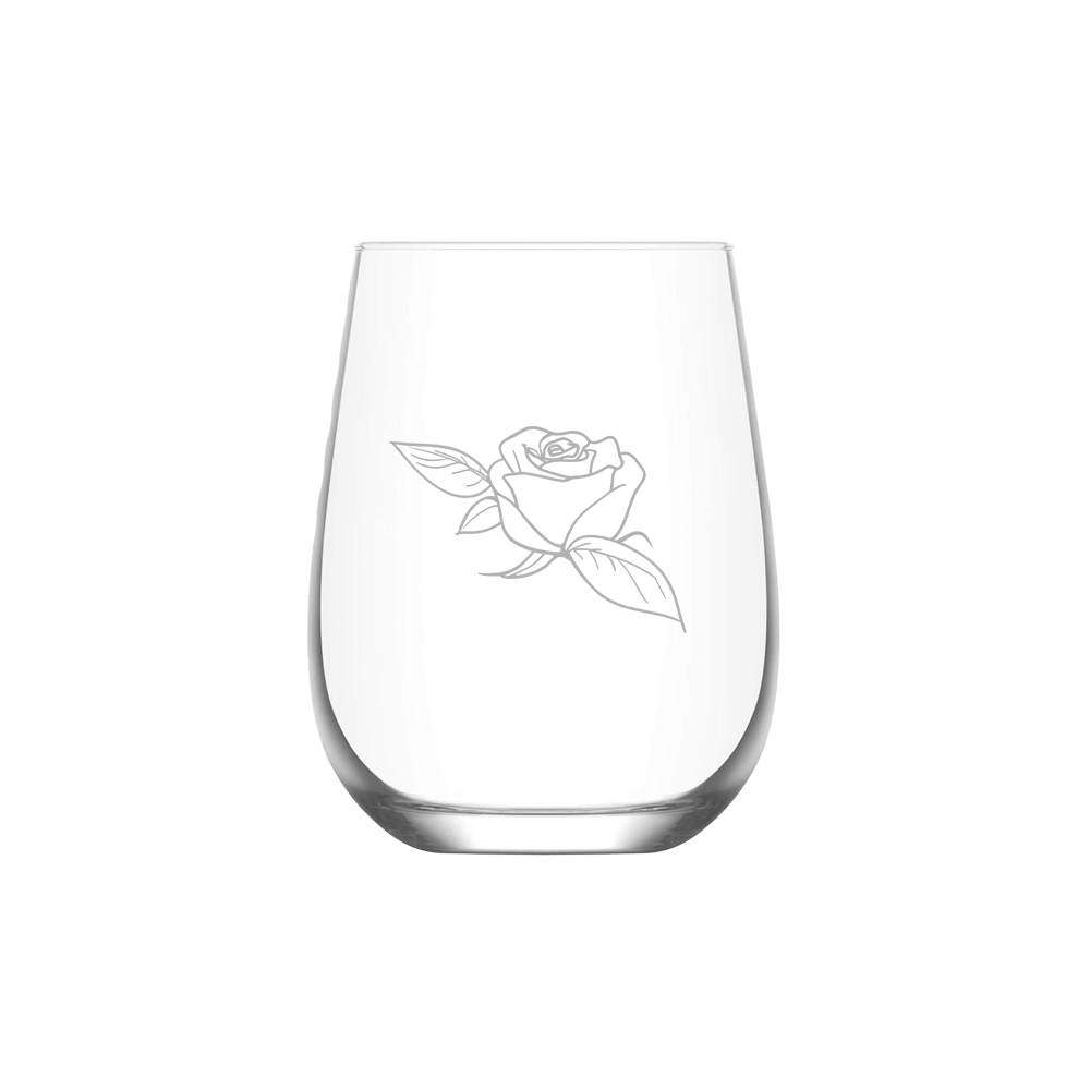 Verre gravé - Rose