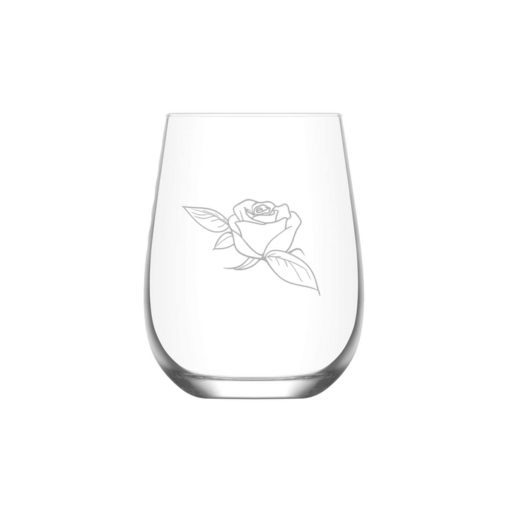 Verre gravé - Rose