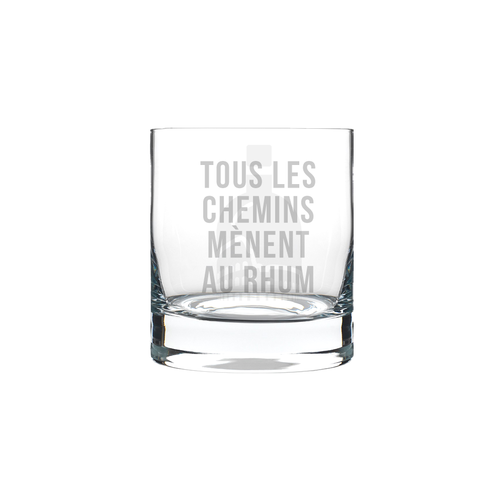 Verre gravé - Tous les chemins mènent au rhum