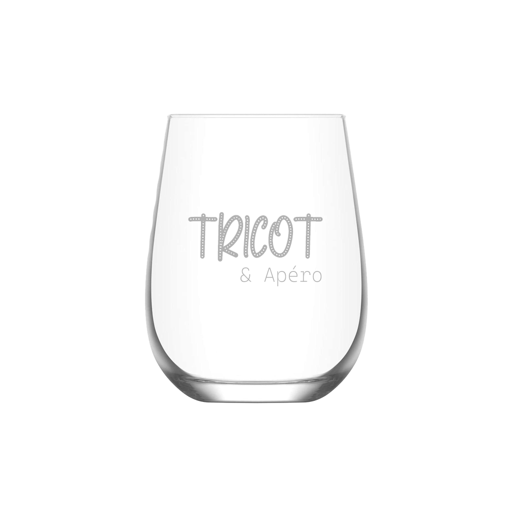 Verre gravé - tricot & apéro