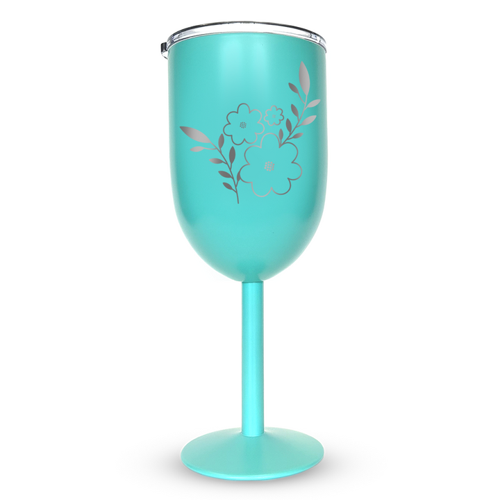 Verre gravé - Trio de fleurs
