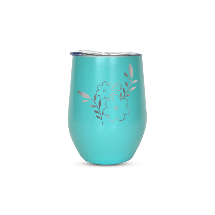 Verre gravé - Trio de fleurs