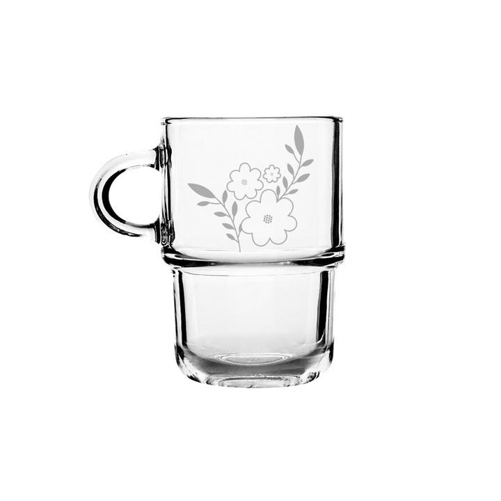 Verre gravé - Trio de fleurs